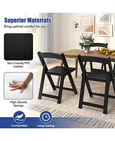 Gymax Set of 4 Dining Chairs w/ Rubber Wood Legs & Padded Seat for Home Office Events White