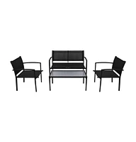 vidaXL 4 Piece Patio Lounge Set Textilene Black