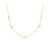 Hollywood Sensation 18K Gold Plated Sterling Silver Necklace with Oval, Round, and Princess Cut Cubic Zirconia