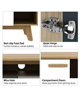 Sugift 65 Inch Tv Stand with 3 Storage Cabinets and 3 Open Shelves for Living Room
