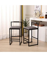 Slickblue Set of 2 Counter Height Barstools Modern Armless with Metal Legs