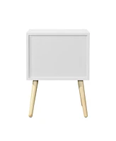 Slickblue Side Table with 2 Drawers and Rubber Wood Legs for Elegant Storage