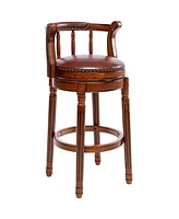 Slickblue 29.5-Inch Wooden Swivel Barstool – 360-Degree Rotating Seat, Stylish and Functional