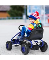 Gymax Kids Pedal Go Kart 4 Wheel Ride On Toys w/ Adjustable Seat & Handbrake Red