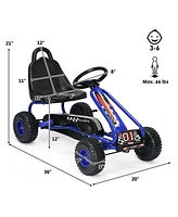 Gymax Kids Pedal Go Kart 4 Wheel Ride On Toys w/ Adjustable Seat & Handbrake Red