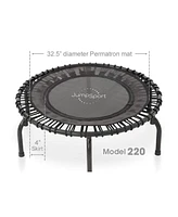 JumpSport 220 in-Home Cardio Fitness Rebounder, 39-inch | Mini Trampoline with Arched-Legged & Videos Included | Safe, Sturdy and Low-Impact