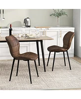 Gymax Dining Chairs Set of w/ Padded Back Metal Legs & 2 Adjustable Foot Pads