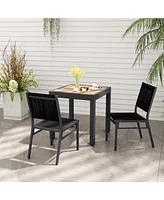 Gymax 2PCS Outdoor Dining Chairs w/ Breathable Seat Backrest Heavy-Duty Aluminum Frame