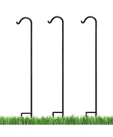 Ashman 92 Inch Shepherd's Hook Premium Metal Garden Plant Hanger, Black (3 Pack