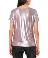 Vince Camuto Women's Metallic Short-Sleeve Crewneck Top