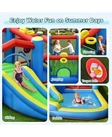 Costway Inflatable Kids Water Slide Outdoor Indoor Slide Bounce Castle with 550W Blower