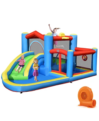 Costway Inflatable Kids Water Slide Outdoor Indoor Slide Bounce Castle with 550W Blower