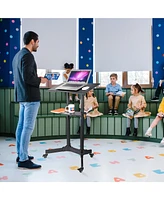 Yescom Portable Rolling Podium Mobile Standing Laptop Desk Presentation Lectern Office