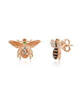 Suzy Levian New York Suzy Levian Rose Sterling Silver Cubic Zirconia Bumble Bee Earrings