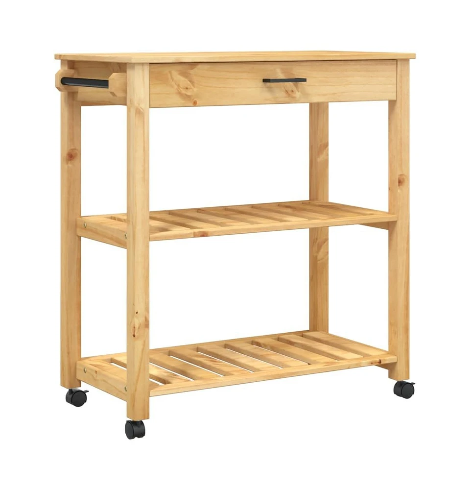 vidaXL Kitchen Trolley Monza 33.1"x15.7"x35.4" Solid Wood Pine