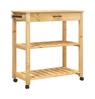 vidaXL Kitchen Trolley Monza 33.1"x15.7"x35.4" Solid Wood Pine