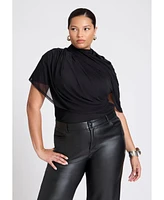 Eloquii Plus Sheer Wrap Drape Blouse