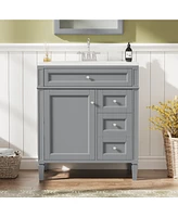 Slickblue 30'' Bathroom Vanity with Integrated Sink Top for Stylish and Space-Efficient Storage