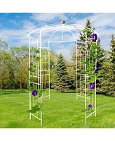 Slickblue Metal Garden Arch – Cream White Iron Arbor Gazebo, 81.3'' Dia x 114.2'' High, Birdcage Shape Pergola Pavilion for Wedding Ceremony