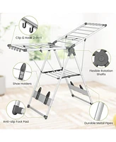 Givimo 2-Layer Folding Clothes Drying Rack with 5-Level Adjustable Height