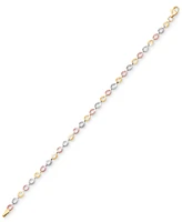 Textured Oval Open Link Bracelet in 14k Tricolor Gold - Tri