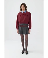 Nocturne Women's Crop Sweatshirt With Collar Accessory