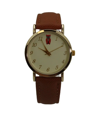 Olivia Pratt Beige Textured Leather Owl Face Women Watch