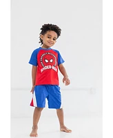 Marvel Toddler Boys Spider-Man T-Shirt Tank Top and Shorts 3 Piece Outfit Set to