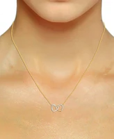 Diamond Double Heart 18" Pendant Necklace (1/5 ct. t.w.) in Sterling Silver & 14k Gold-Plate - Sterling Silver  Gold