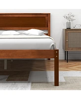 Sugift Full Wooden Bed Frame with Headboard and Slat Support-Full