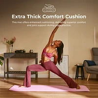 Sunny Health & Fitness Premium 1/2-Inch Extra Thick Exercise Yoga Mat Non-Slip - Pink - 74 x 24 Inches