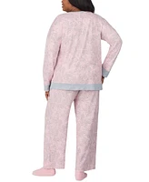 Ellen Tracy Plus Printed Long-Sleeve Pajama Set