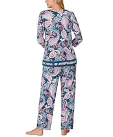 Ellen Tracy Women's 3/4-Sleeve Printed Pajama Set