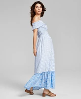 And Now This Women's Cotton Off-The-Shoulder Maxi Dress, Created for Macy's