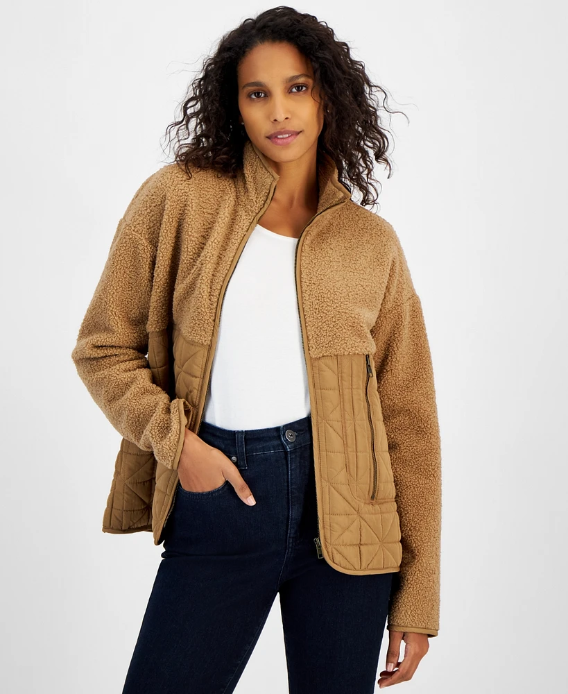 Style & Co Women's Mixed Media Sherpa Jacket, Created for Macy's