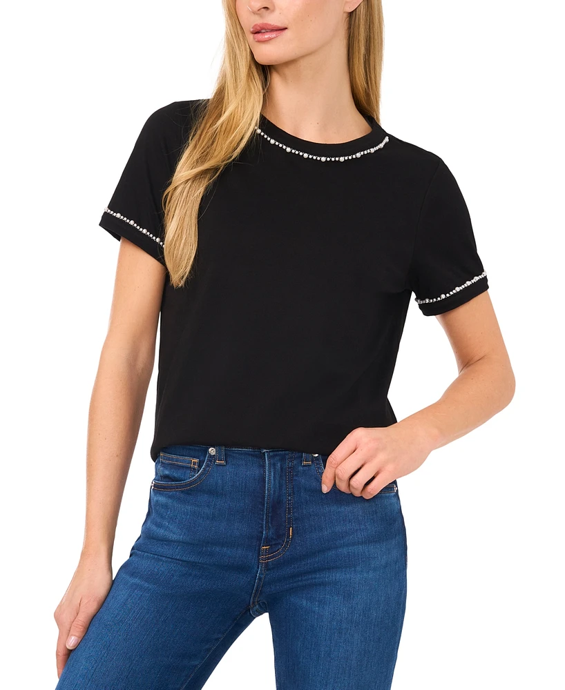 CeCe Women's Embellished Crewneck Tee