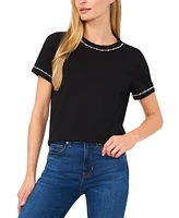 CeCe Women's Embellished Crewneck Tee