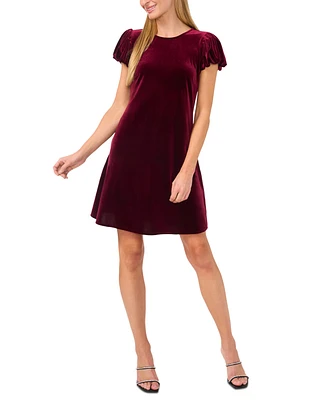 CeCe Women's Velvet Bubble-Sleeve Mini Dress