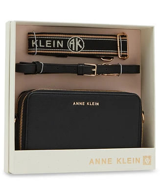 Anne Klein 3 Piece Gift Set with Double Zip Camera Crossbody