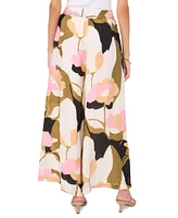 Vince Camuto Women's Linen-Blend Floral-Print Wide-Leg Pull-On Pants