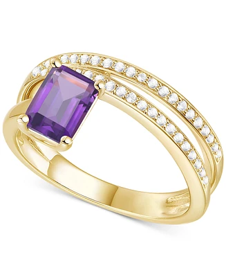 Amethyst (7/8 ct. t.w.) & Lab Grown White Sapphire Accent Coil Ring 14k Gold-Plated Sterling Silver (Also Additional Gemstones)