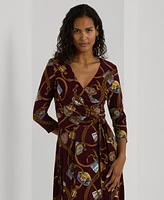 Lauren Ralph Women's Belting-Print Surplice Jersey Dress