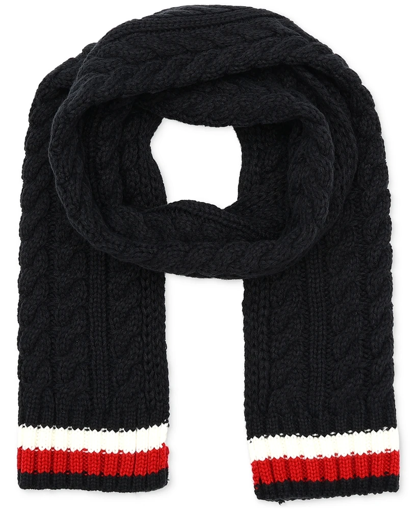 Tommy Hilfiger Men's Cable Knit Global Stripe Scarf