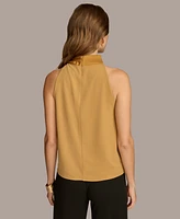 Donna Karan New York Women's High-Neck Satin Sleeveless Top