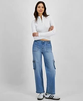 Celebrity Pink Juniors' Mid-Rise Wide-Leg Cargo Jeans