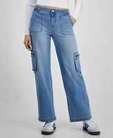 Celebrity Pink Juniors' Mid-Rise Wide-Leg Cargo Jeans