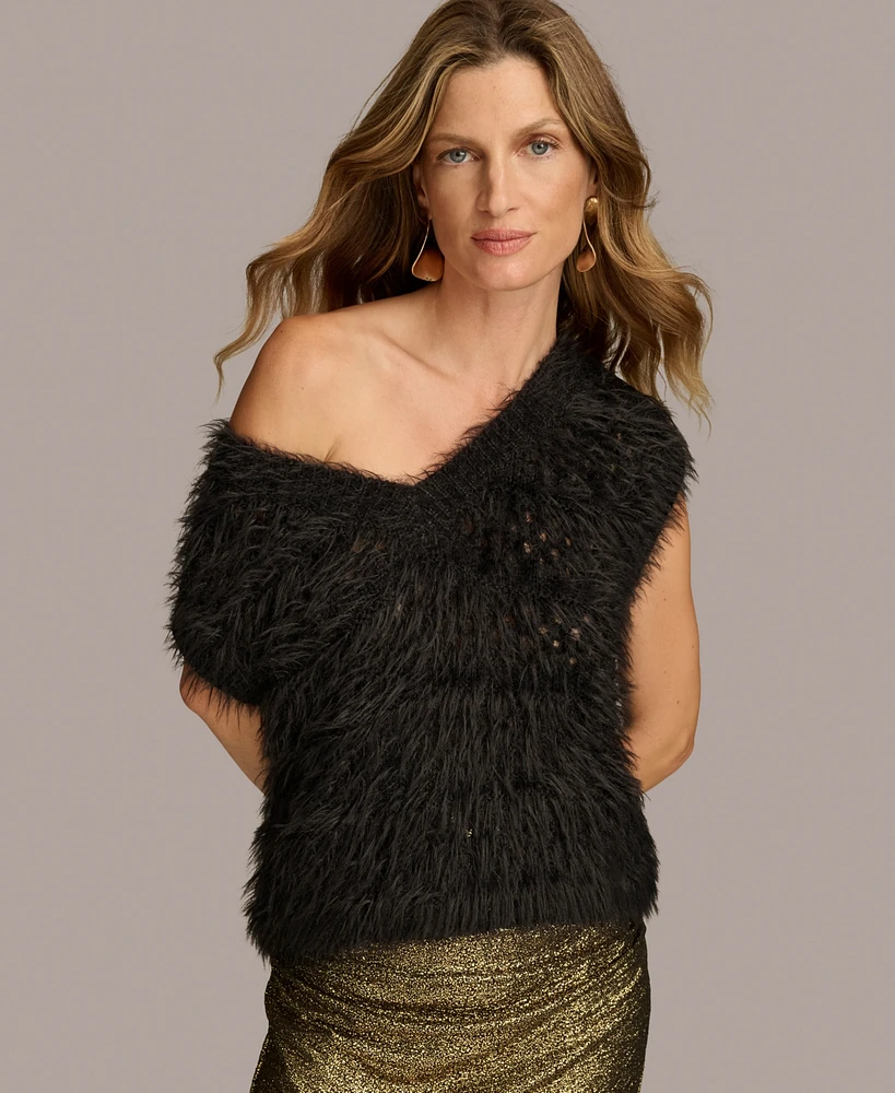 Donna Karan New York Women's Sleeveless Eyelash Sweater