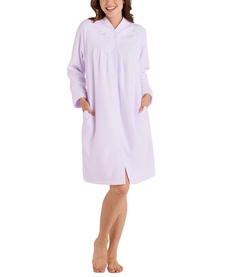 Miss Elaine Women's Embroidered Fleece Short Robe