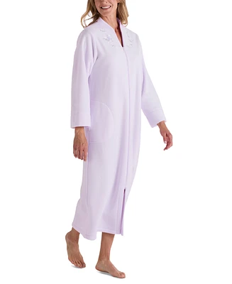 Miss Elaine Plus Zip-Front Long-Sleeve Fleece Robe