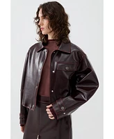 Nocturne Women's Faux Leather Cropped Jacket